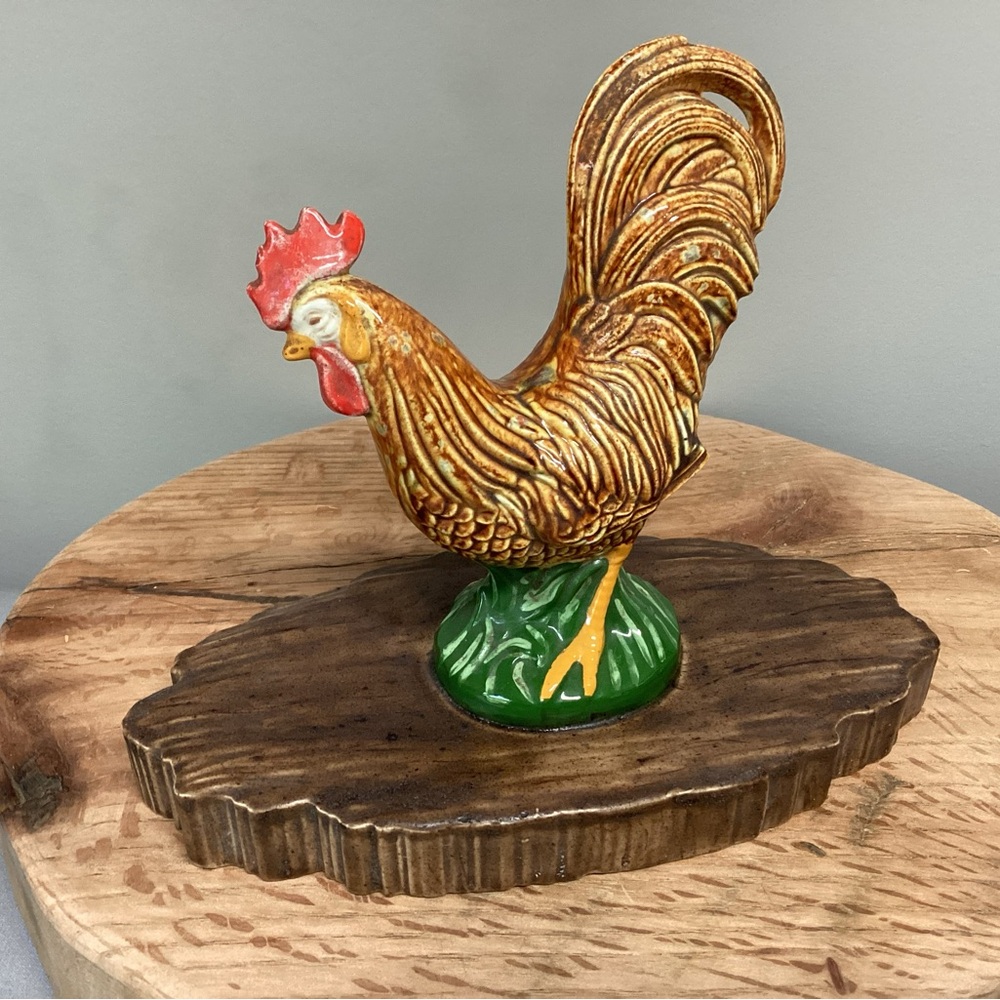 🟢 Vintage - Atlantic Mold - Dated 1970 - Ceramic Crafted / Hand Painted Rooster